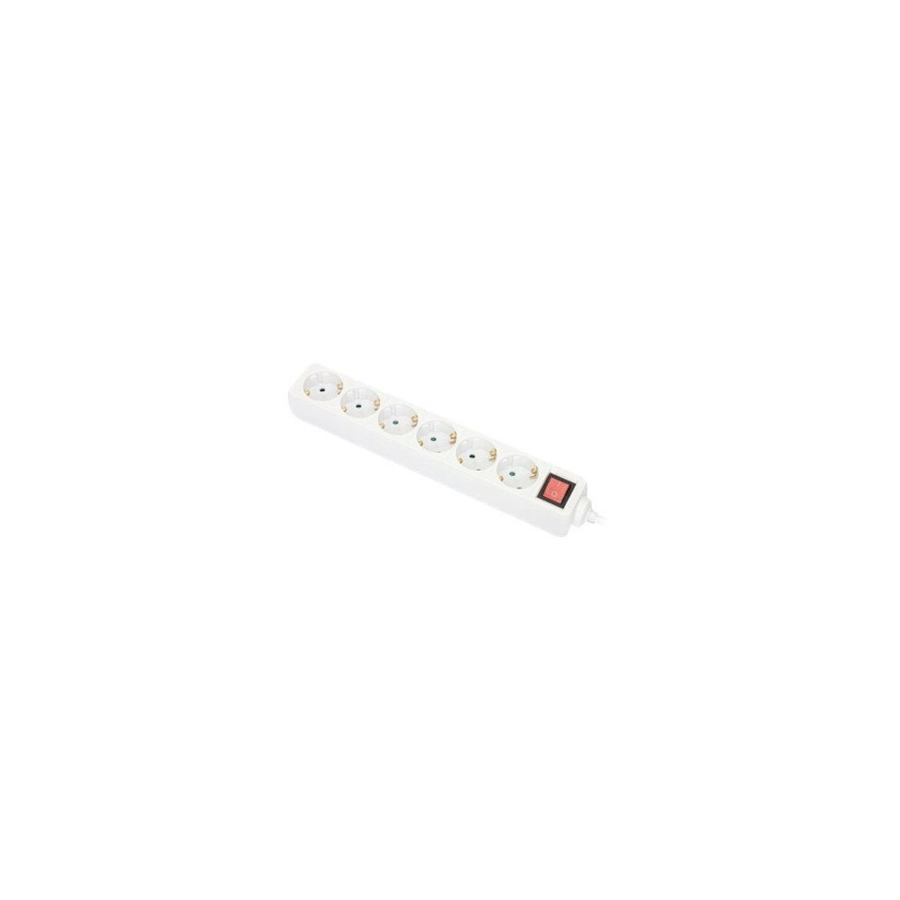 Manhattan Manhattan Power Distribution Unit EU (2-pin), x6 gang/output with on/off switch, 2m cable, 16A, White, Extension Lead, P...