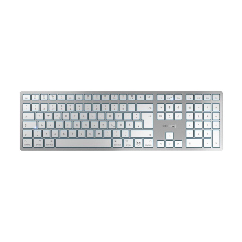 CHERRY CHERRY KW 9100 SLIM - tangentbord - QWERTZ - tysk - silver, vit Inmatningsenhet