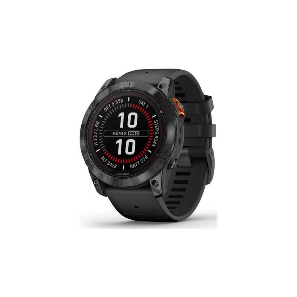 Garmin Garmin Fenix 7X Pro Solar Edition - skiffergrå - Ja sportklocka med band - svart - 32 GB