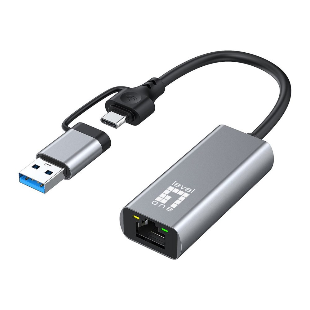 LevelOne LevelOne - nätverksadapter - USB-C 3.2 Gen 1 / USB-A 3.2 Gen 1 - 10M/100M/1G/2.5 Gigabit Ethernet