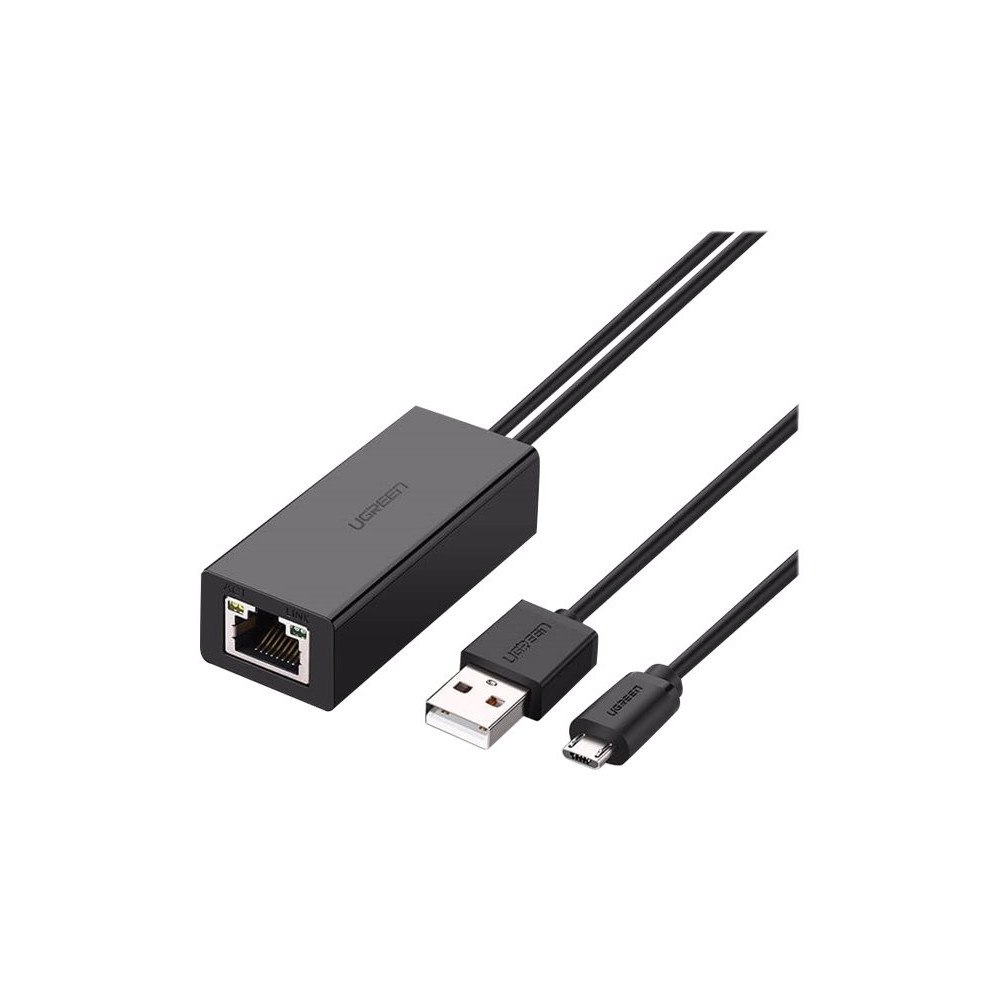 Ugreen Ugreen Micro USB to RJ45 Lan Network Adaptor with USB 2.0 Power Cable - nätverksadapter - USB 2.0 - 10/100 Ethernet x 1