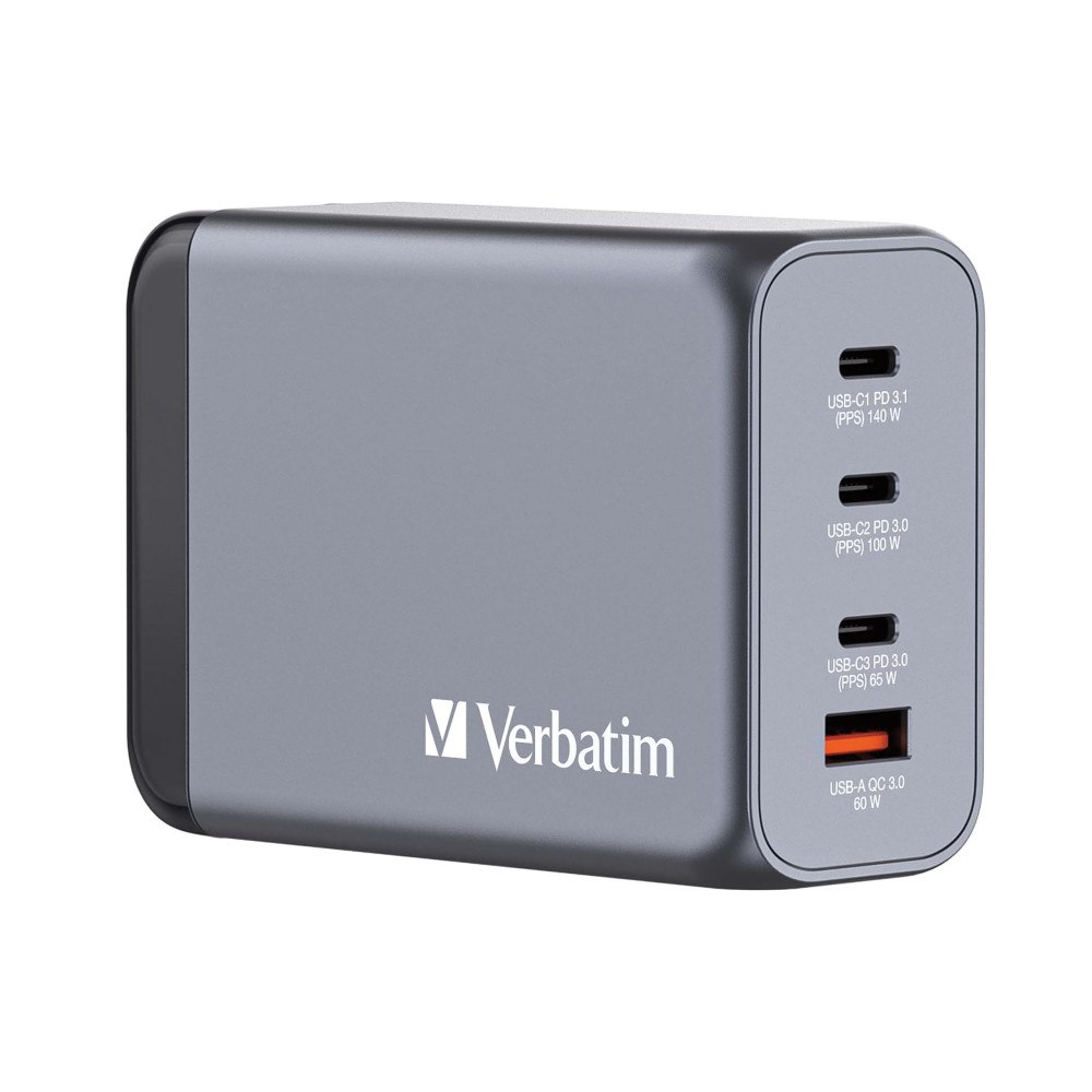 VERBATIM Verbatim strömadapter - GaN - 3 x USB-C, USB typ A - 240 Watt