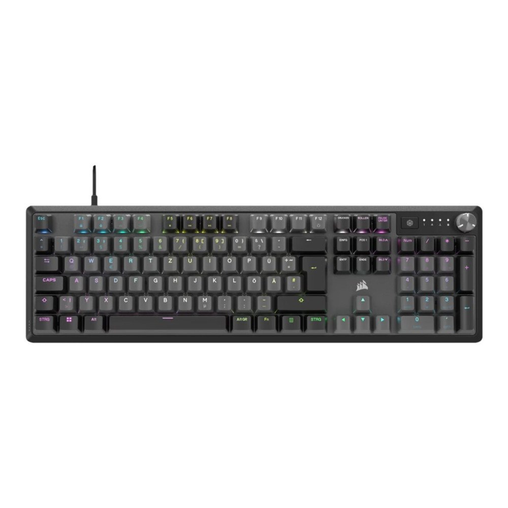 Corsair CORSAIR K70 CORE RGB - tangentbord - mekaniskt, gaming - QWERTZ - tysk - stålgrå Inmatningsenhet