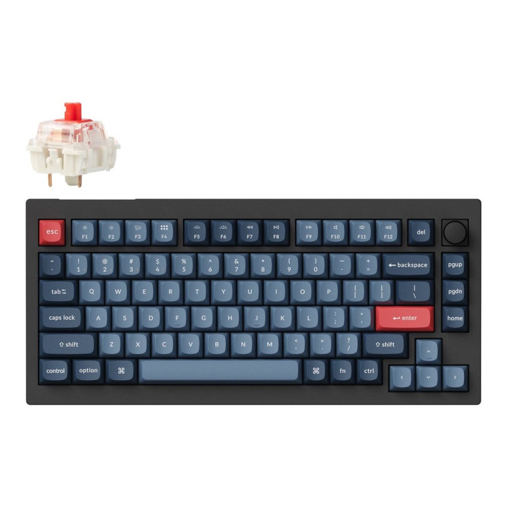 Keychron Keychron V1 Max - tangentbord - QMK/VIA, anpassat mekaniskt - 75% compact - med vred - kolsvart Inmatningsenhet