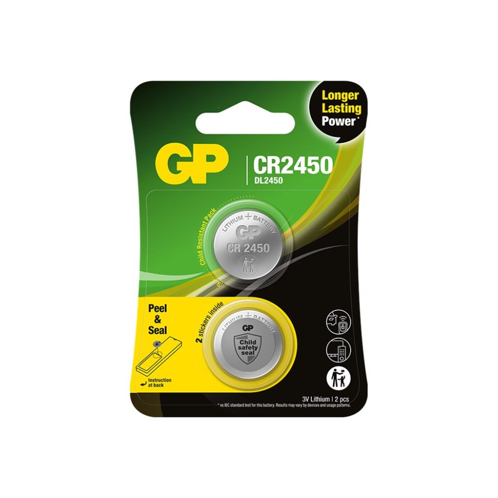 Gold Peak GP batteri - 2 x CR2450 - Li