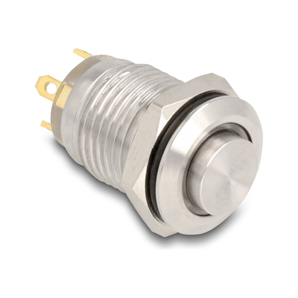 DeLOCK Delock - tryckknapp - för 12 mm installation, 4 x lödanslutning, blå LED