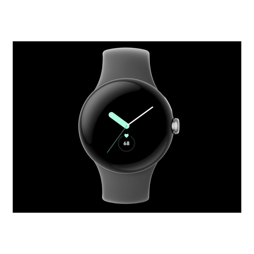Google Google Pixel Watch - polerat silver - smart klocka med aktivt band - träkol - 32 GB