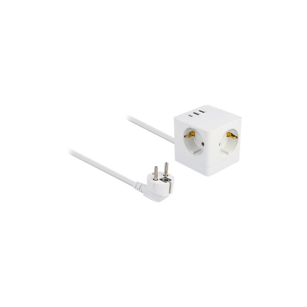 DeLOCK Delock strömadapter - 2 x USB, 24 pin USB-C, 3 st. CEE 7/3 effekt - 17 Watt