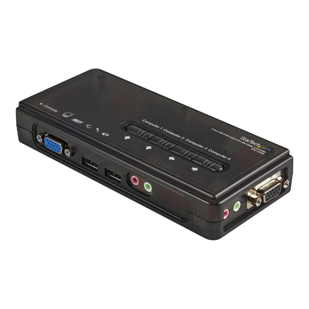 StarTech.com StarTech.com 4 Port Black USB KVM Switch Kit with Cables and Audio - desktop KVM Switch - VGA KVM Switch - USB KVM Switc...
