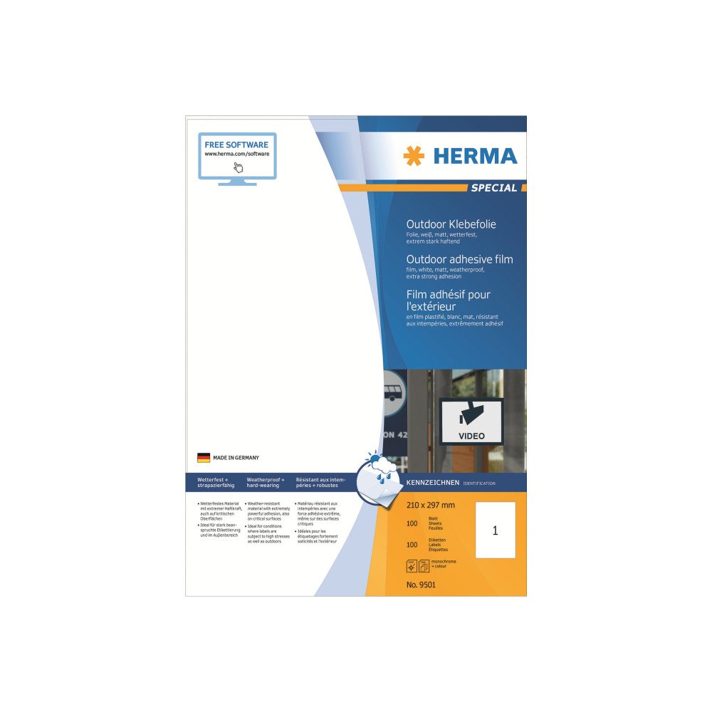 HERMA HERMA Special Outdoor Klebefolie - filmetiketter - matt - 10 stk - A4