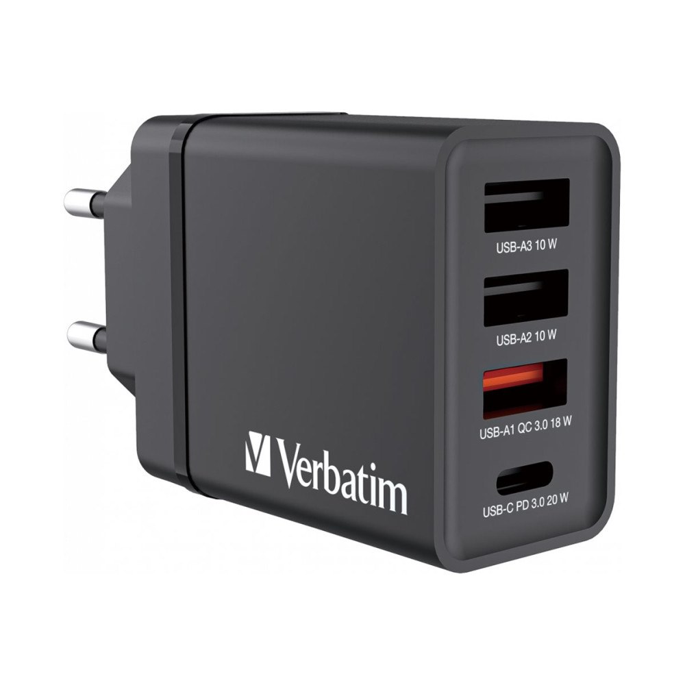 VERBATIM Verbatim strömadapter - 24 pin USB-C, 3 x USB typ A - 30 Watt
