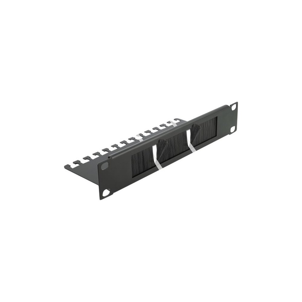 DeLOCK Delock Cable Management Brush Strip with Cable Support Plate - kabelhanteringspanel med borste för rack - 1U - 10"