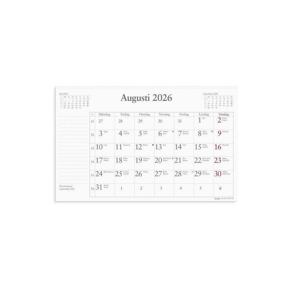 Burde Månadsblock 2026 240x152mm