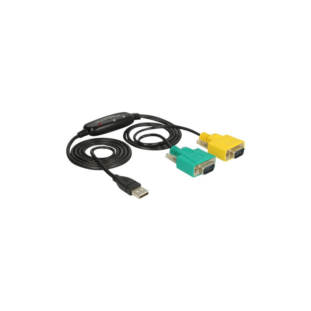 DeLOCK Delock Adapter USB 2.0 Type-A > 2 x Serial DB9 RS-232 - USB / seriell kabel - USB till DB-9 - 1.5 m