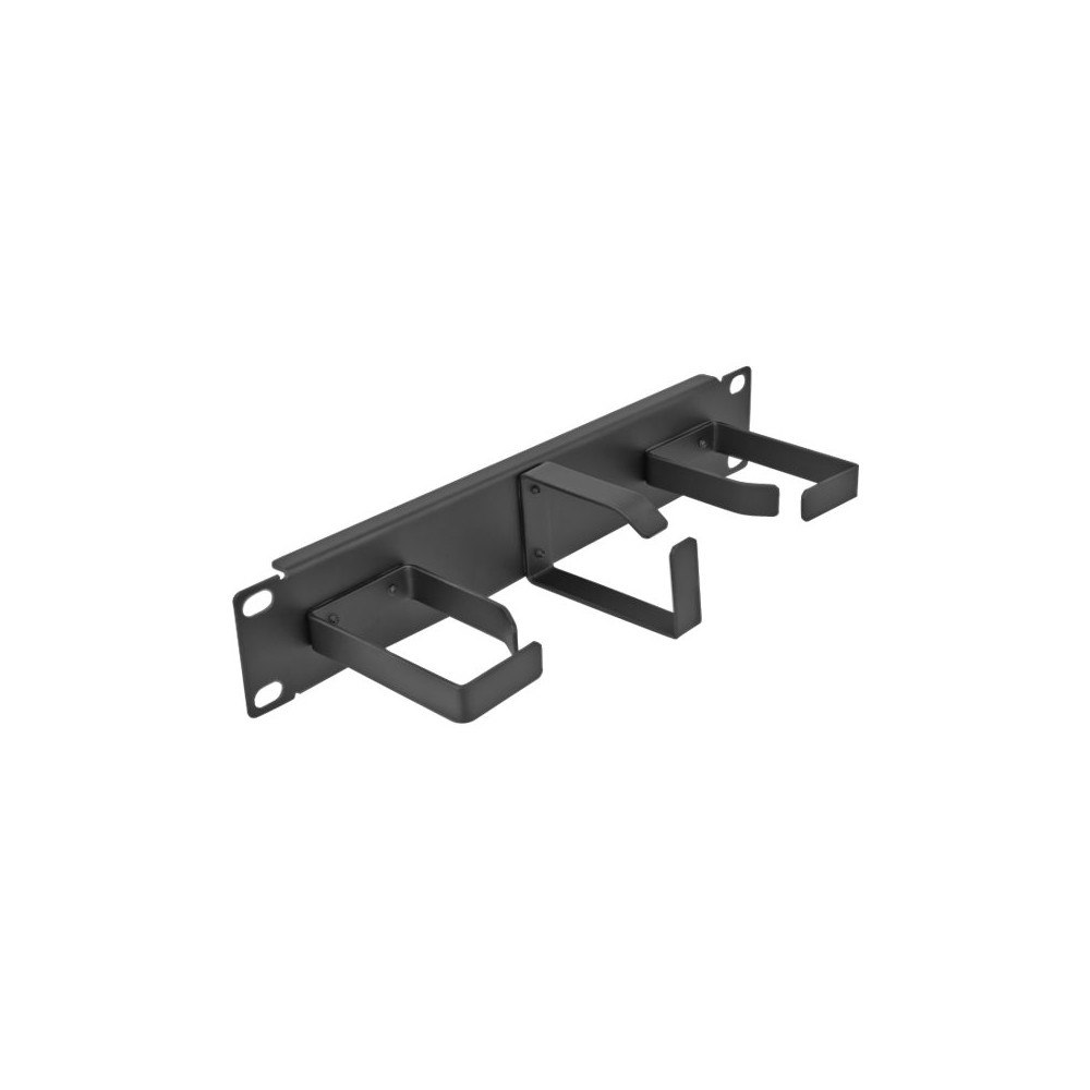 DeLOCK Delock panel för kabelhantering - 1U - 10" - with 3 metal hooks (2 x horizontal, 1 x vertical)