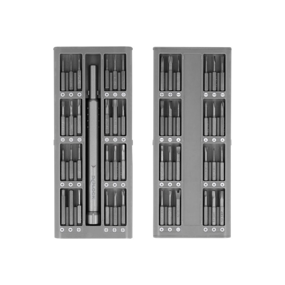 DeLOCK Delock - handtag för precisionsskruvmejsel med bitsuppsättning - 49 delar