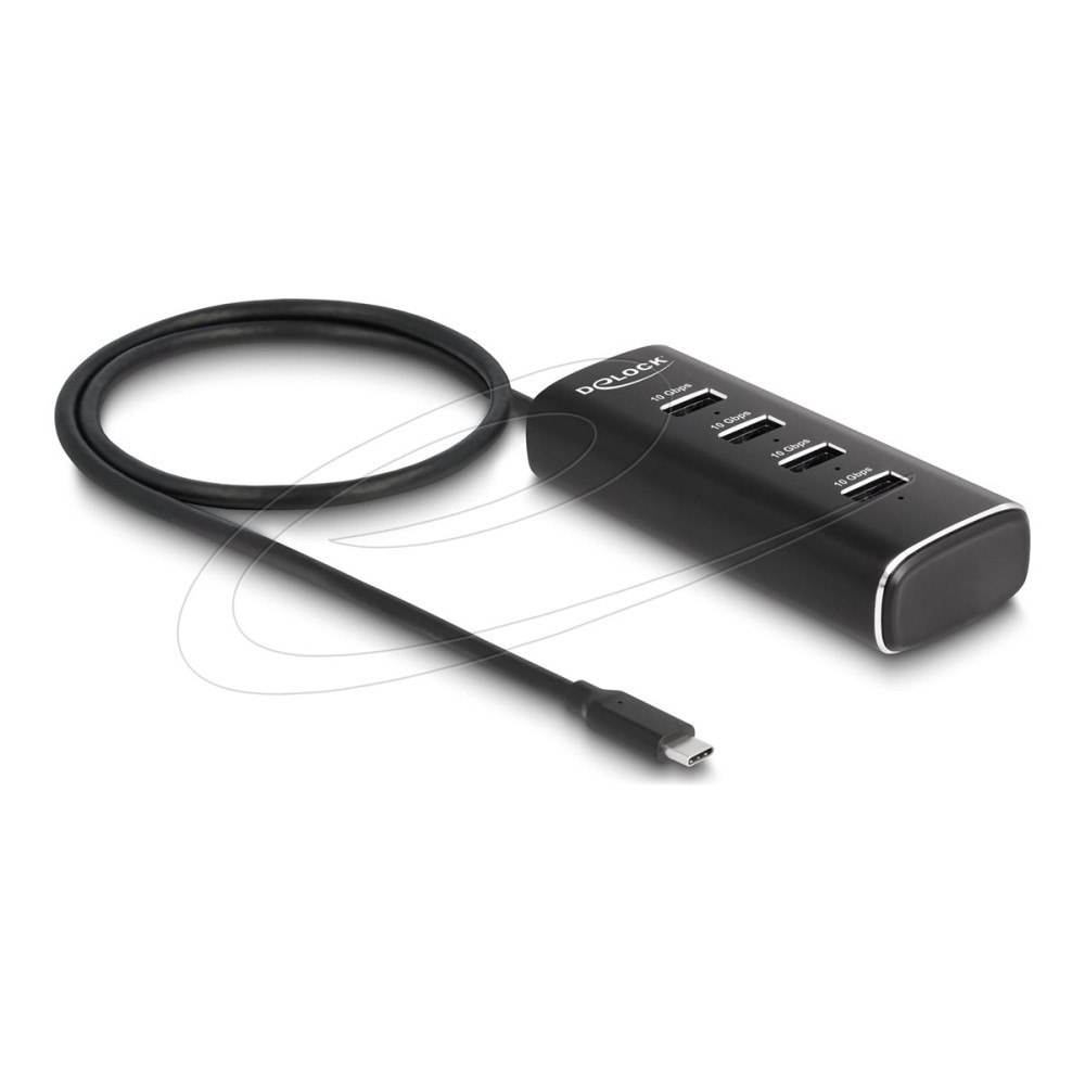 DeLOCK Delock - hubb - 10 Gbps, with USB Type-C connector 60 cm cable and switch for each port - 4 portar