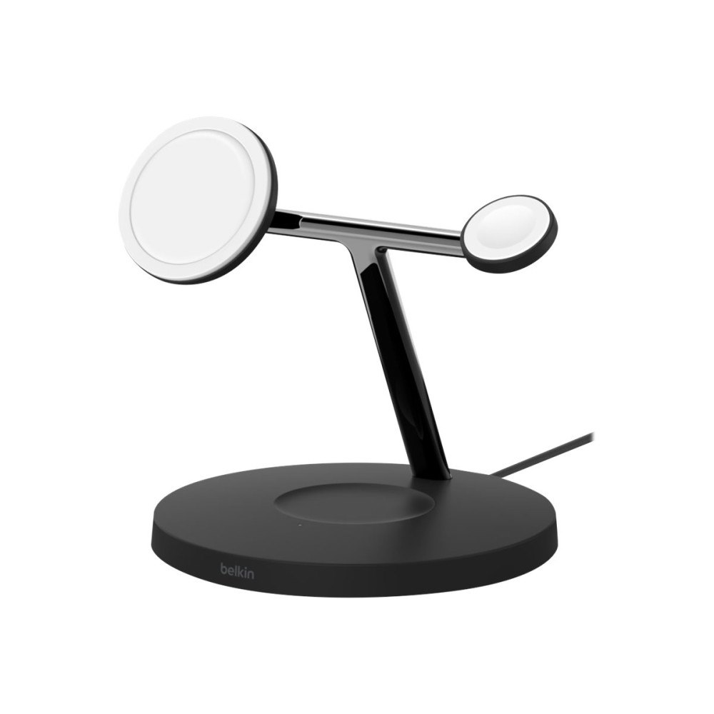 Belkin International Belkin BoostCharge Pro 3-in-1 trådlöst laddställ - magnetisk med Qi2 - + växelströmsadapter - 15 watt