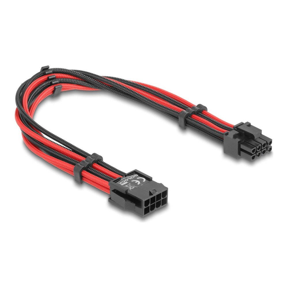 DeLOCK Delock - förlängningskabel för ström - 8-stifts EPS12V till 8-stifts PCIe-ström (6+2) - 30 cm
