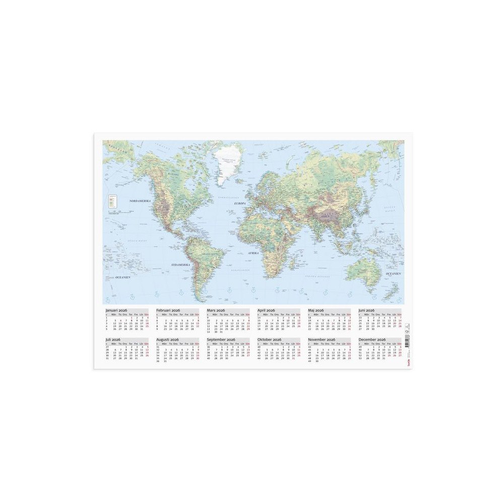 Burde Väggblad Världskarta 2026