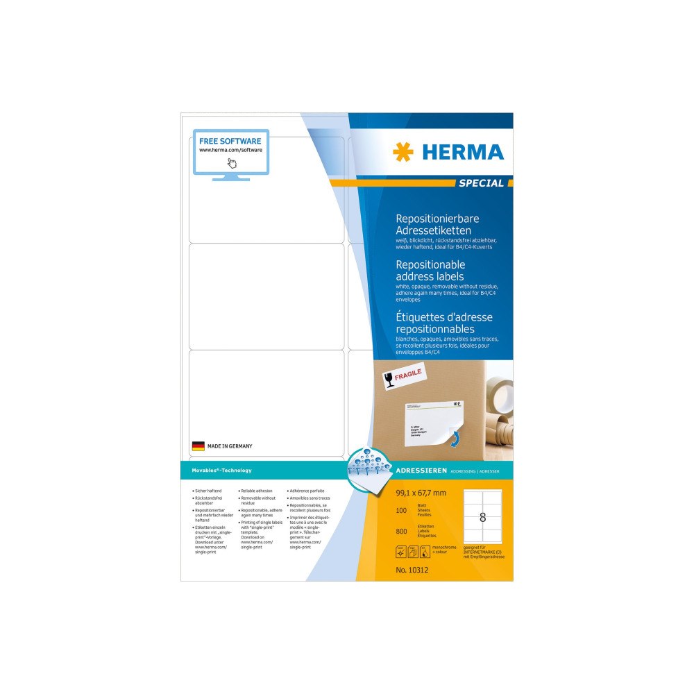 HERMA HERMA Special - adresslappar - matt - 800 etikett (er) - 99.1 x 67.7 mm