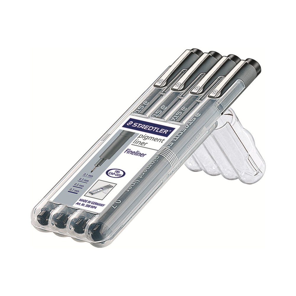 STAEDTLER STAEDTLER pigment liner 308 - fineliner - svart (paket om 4)