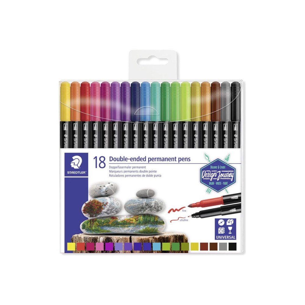 STAEDTLER STAEDTLER 3187 - märkpenna med dubbel spets - blandfärger (paket om 12)