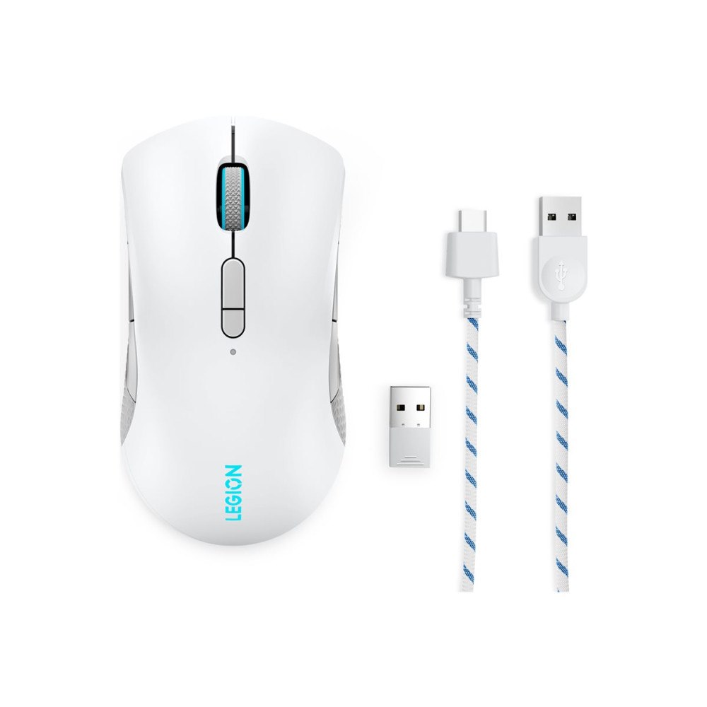 Lenovo Lenovo Legion M600 Gaming Mouse - mus - 2.4 GHz, USB 2.0, Bluetooth 5.0 - blasvart (chassi), stingrocka (överst)