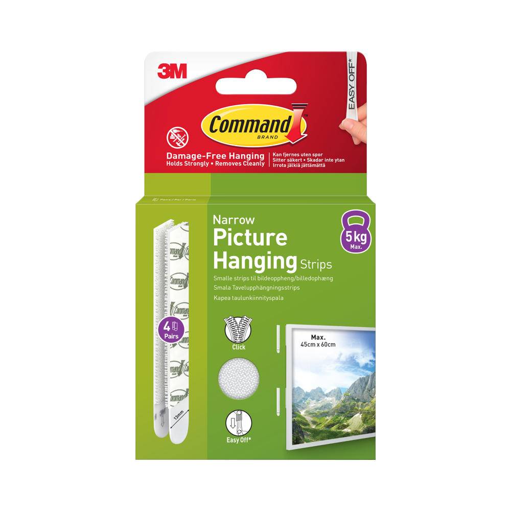 3M 3M Command Strips White Narrow 4 Sets