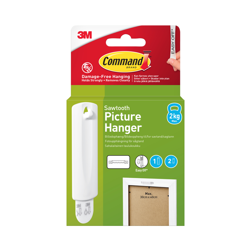 3M 3M Command Sawtooth 1 Hook+2 Strips