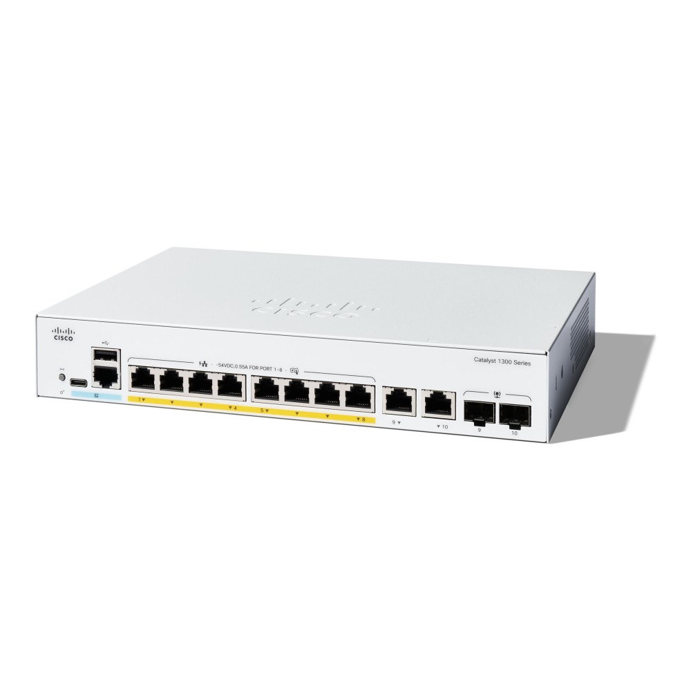 Cisco Systems Cisco Catalyst 1300-8FP-2G - switch - 8 portar - Administrerad - rackmonterbar