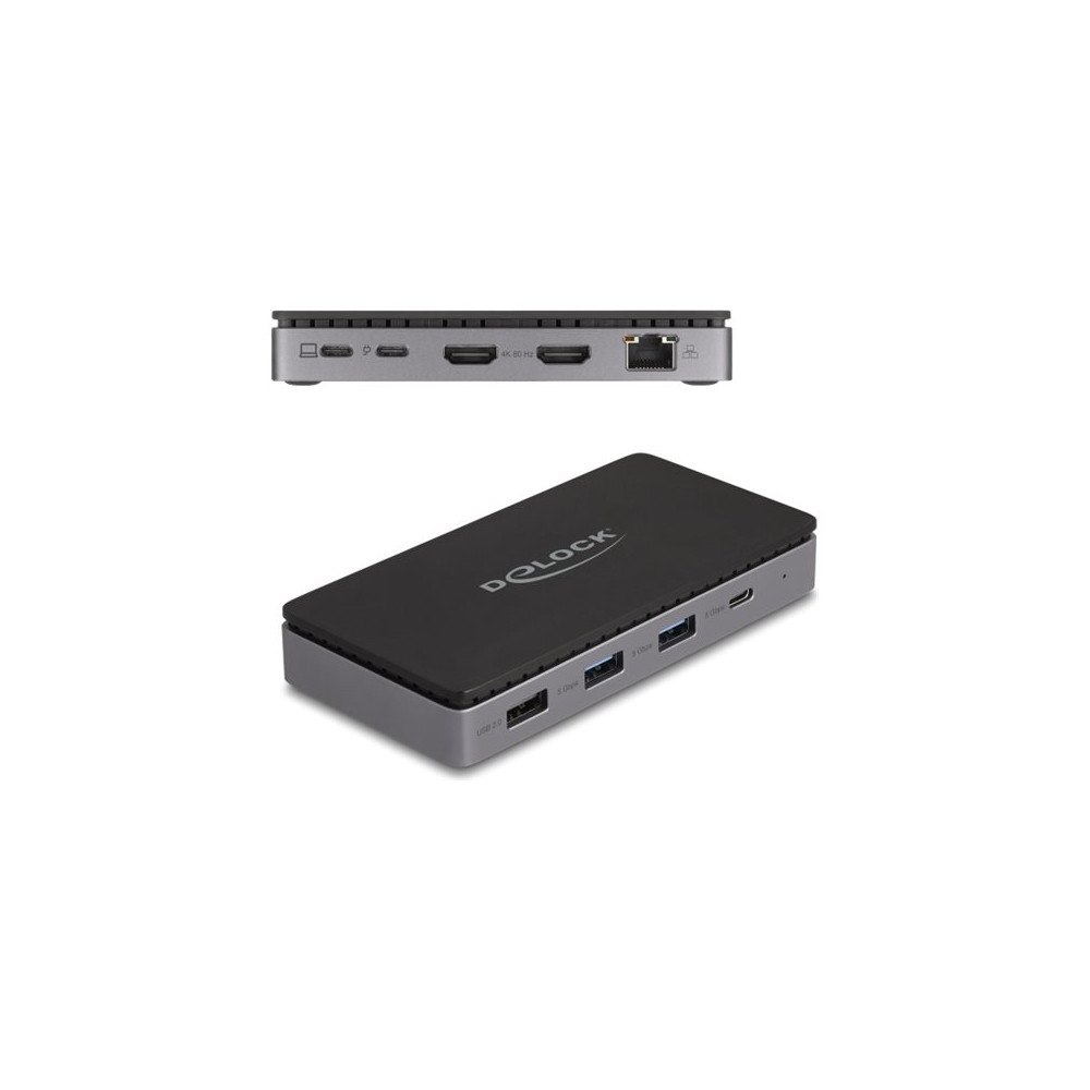 DeLOCK Delock - dockningsstation - USB-C / Thunderbolt 3 / Thunderbolt 4 - 2 x HDMI - 1GbE