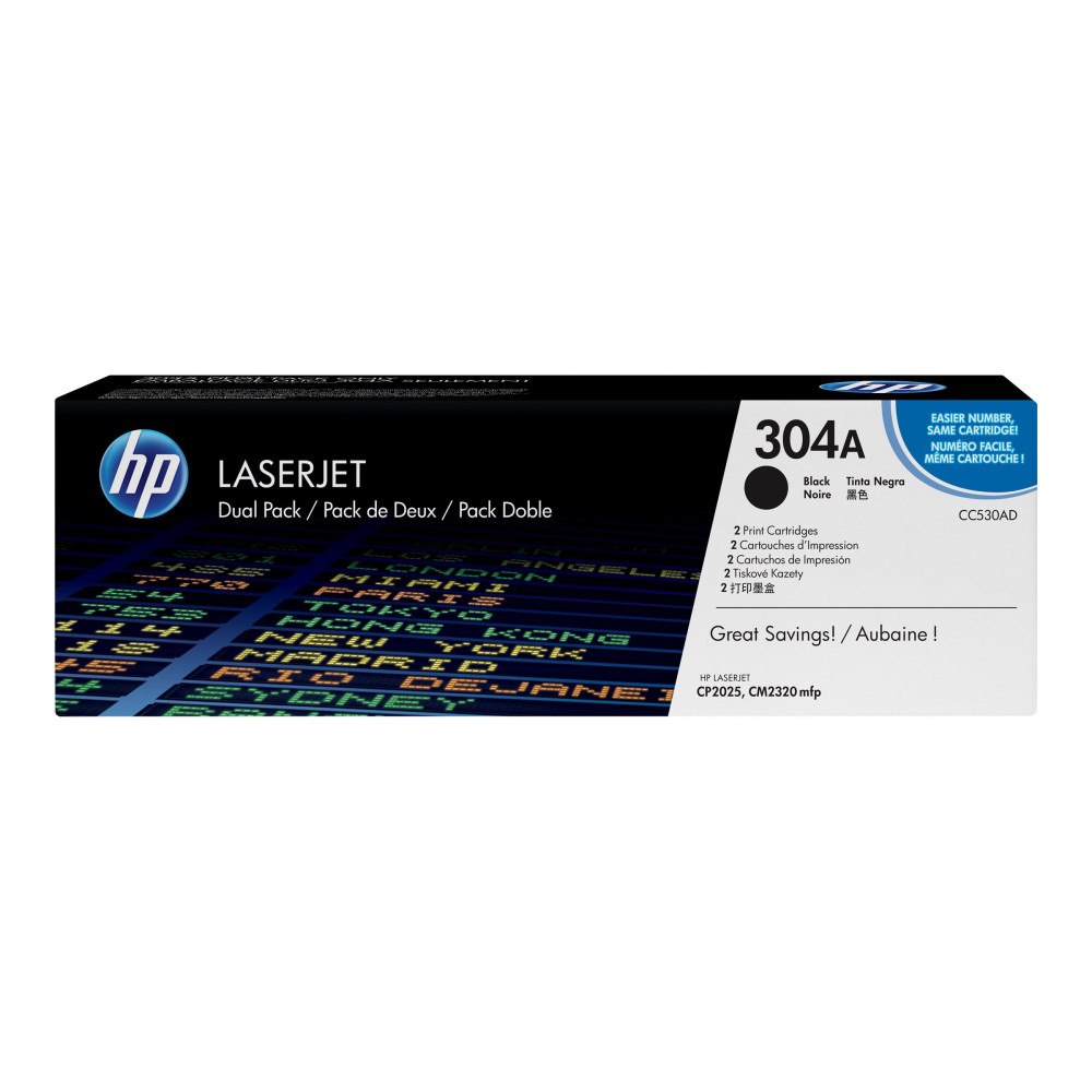 Hewlett-Packard HP 304A - 2-pack - svart - original - LaserJet - tonerkassett (CC530AD)