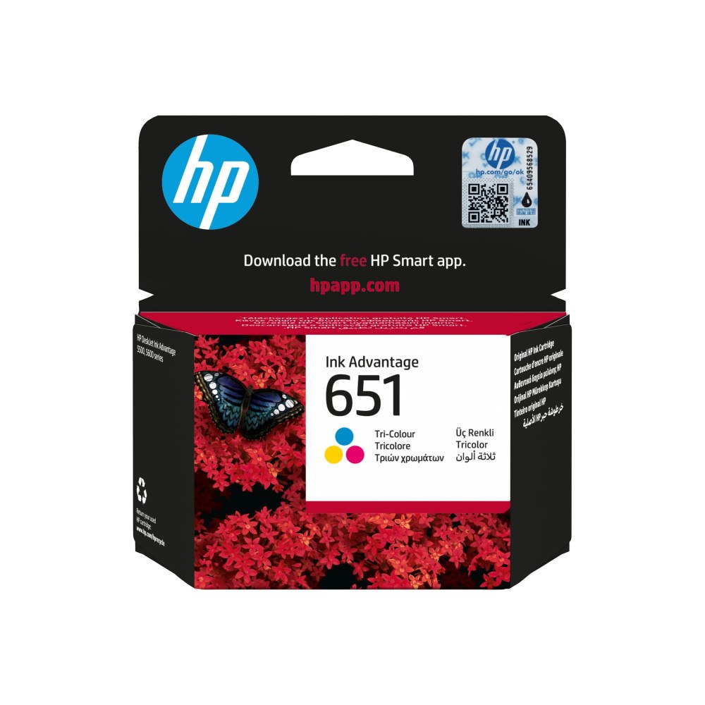 Hewlett-Packard HP 651 - färg (cyan, magenta, gul) - original - Ink Advantage - bläckpatron