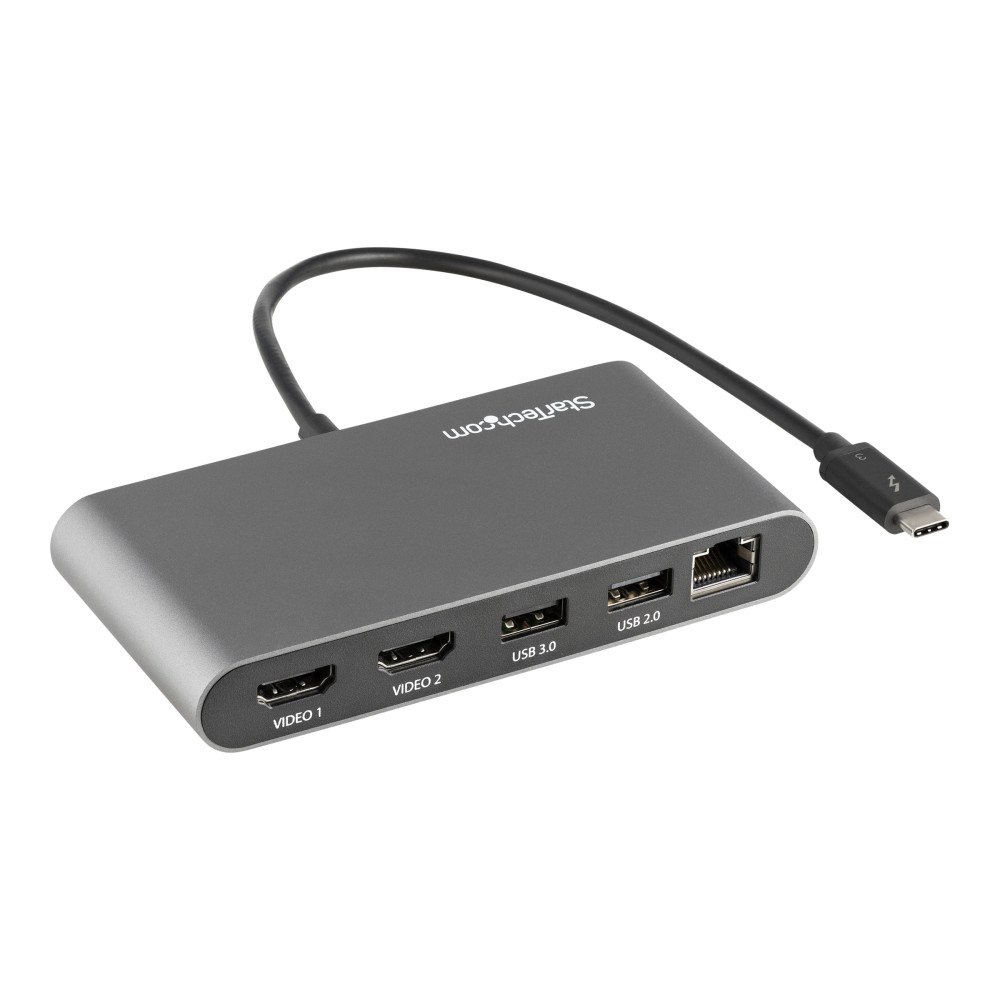 StarTech.com StarTech.com Thunderbolt 3 Mini Dock - Portable Dual Monitor w/HDMI 4K 60Hz - 2X USB-A Hub (3.2/2.0), GbE - 28cm Cable -...