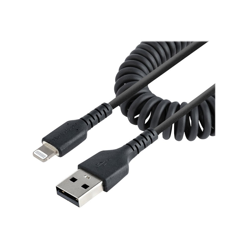 StarTech.com StarTech.com 1 m USB till Lightning-kabel, MFi-certifierad, iPhone-spiralladdarkabel, svart, TPE-mantel med slitstark ar...