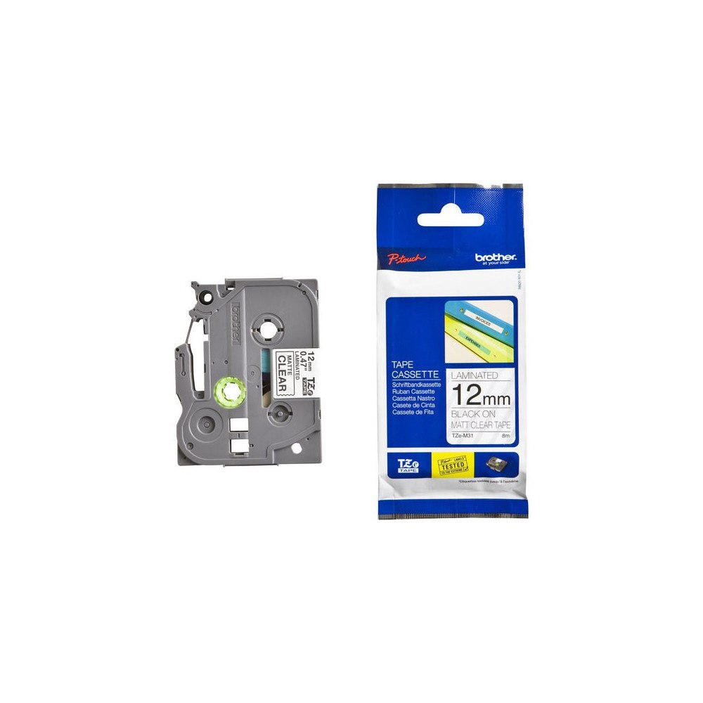 Brother Tape BROTHER TZEM31 12mm Svart på Klar M