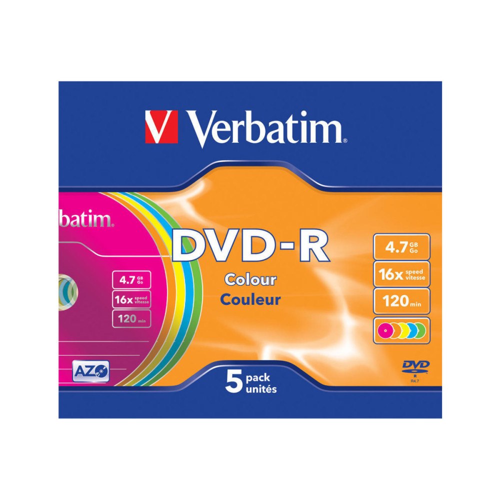 VERBATIM Verbatim Colours - DVD-R x 5 - 4.7 GB - lagringsmedier