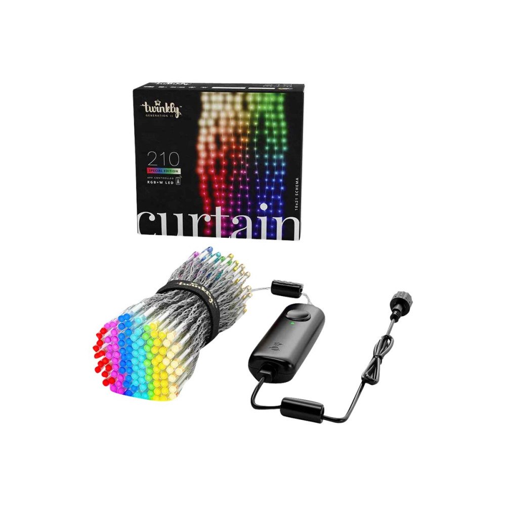 Twinkly Twinkly Curtain Generation II Special Edition - stränglampor - LED x 210 - RGB/varmt vitt ljus - transparent