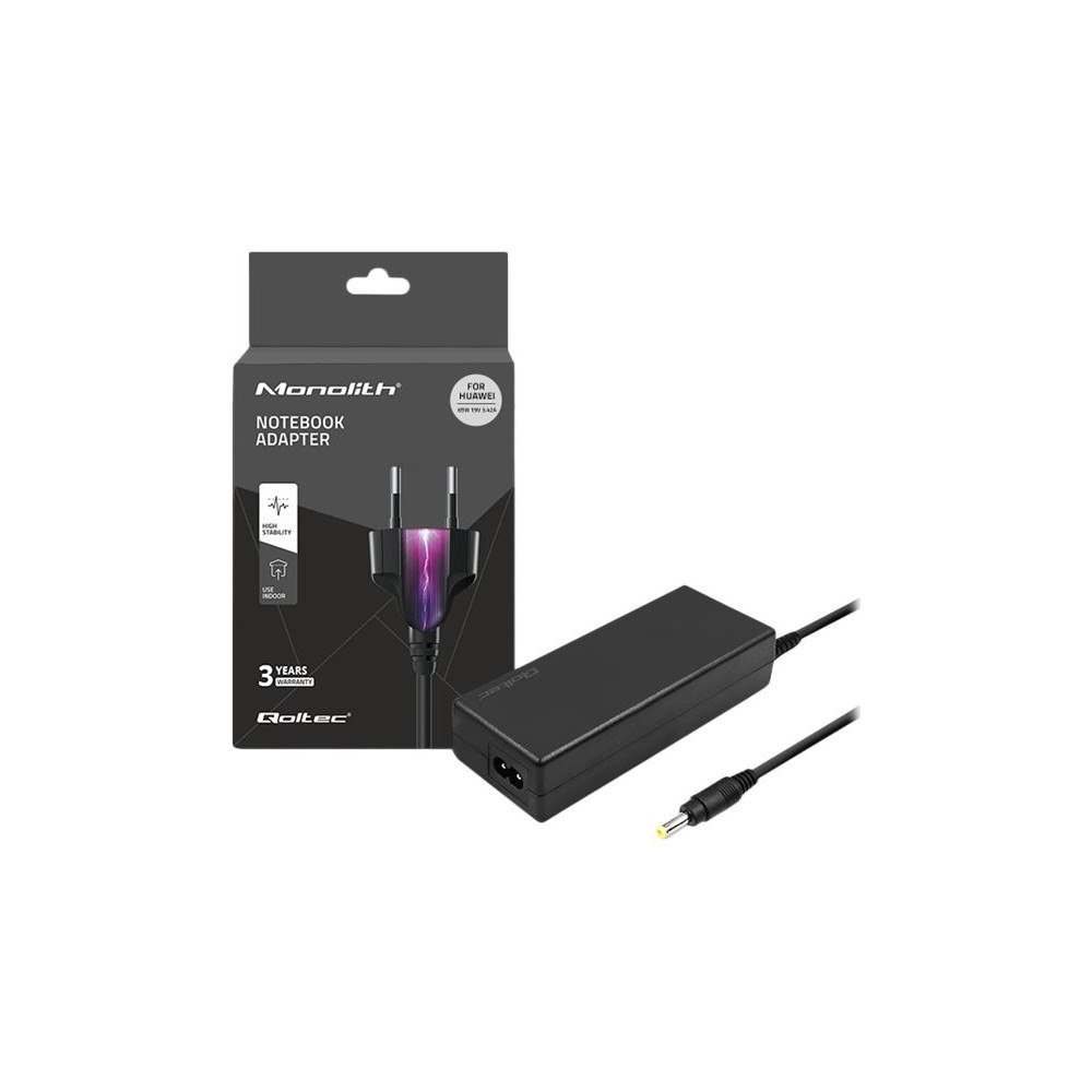 Qoltec Qoltec Monolith - strömadapter - 19 V, 3,42 A, 4,0 * 1,7, strömkabel - 65 Watt