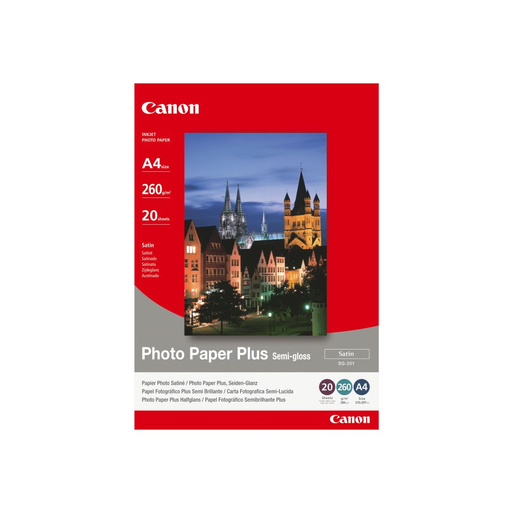 CANON Canon Photo Paper Plus SG-201 - fotopapper - halvblank - 20 ark - A4 - 260 g/m²