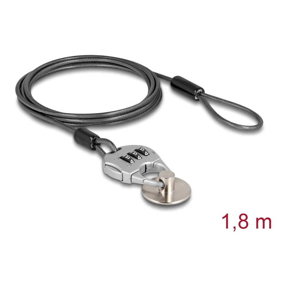 NaviLock Navilock - lås för säkerhetskabel - med kombinationslås och stålplatta med klisterpad