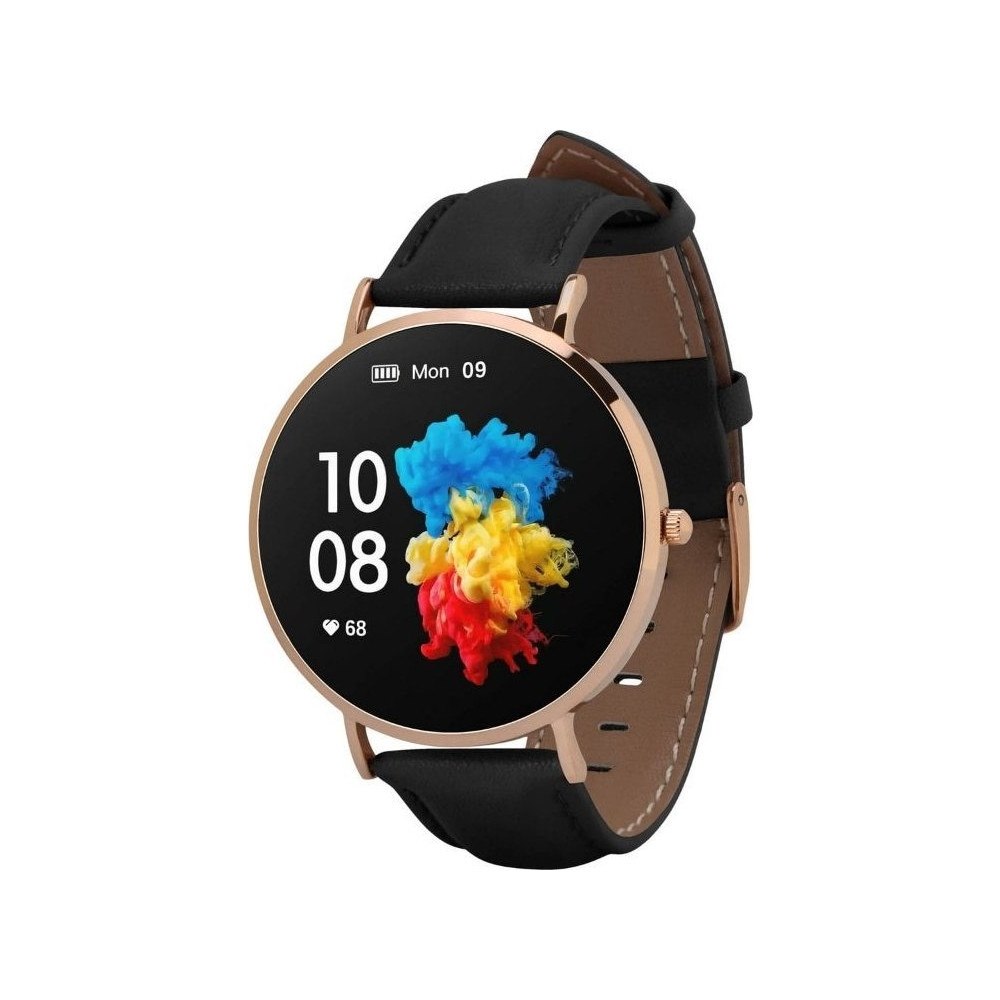 Garett Garett Verona smartklocka, silverfärgad boett med svart läde...