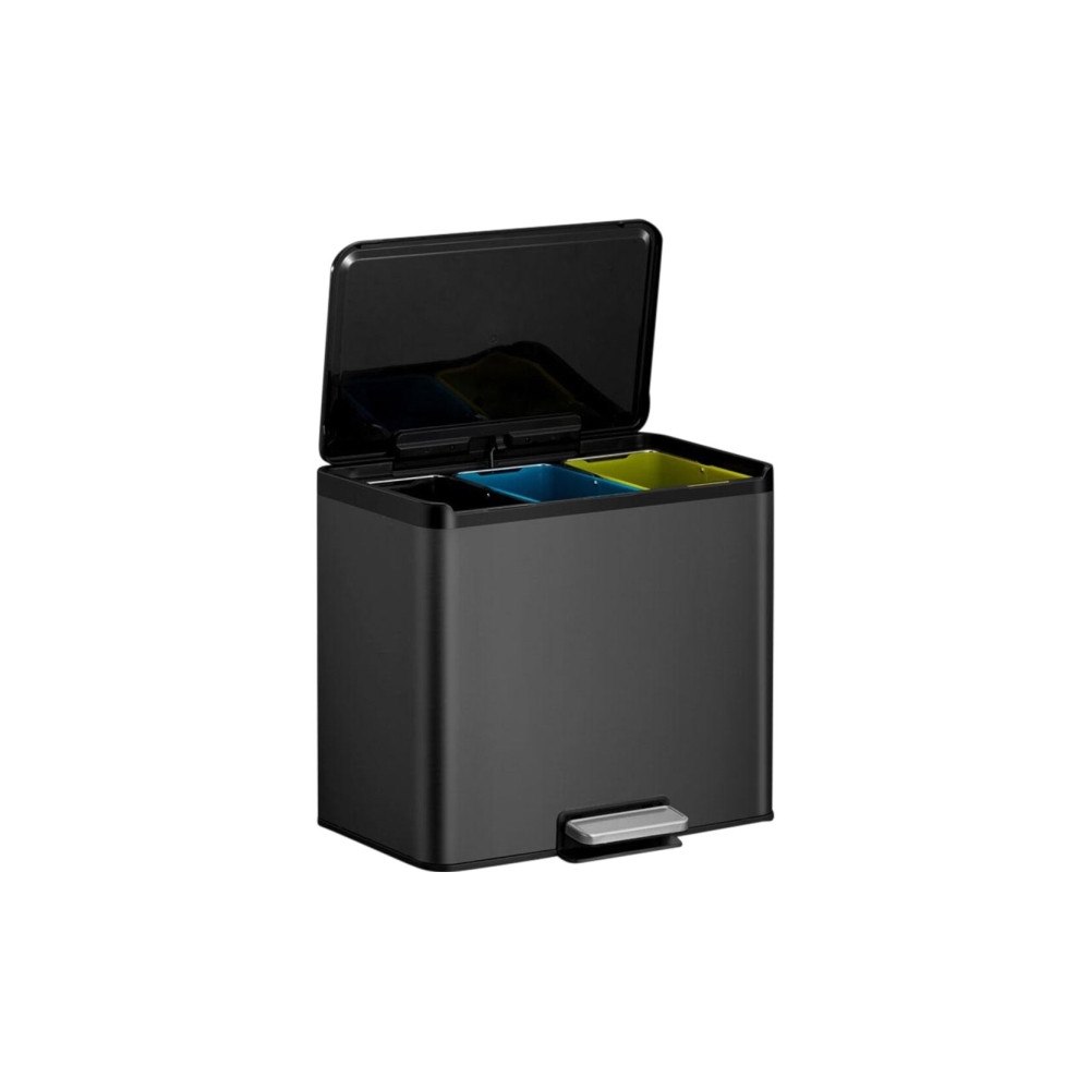 Eko Pedalspand, EKO Essential, sort, rustfrit stål, 3-rums, 3x9...