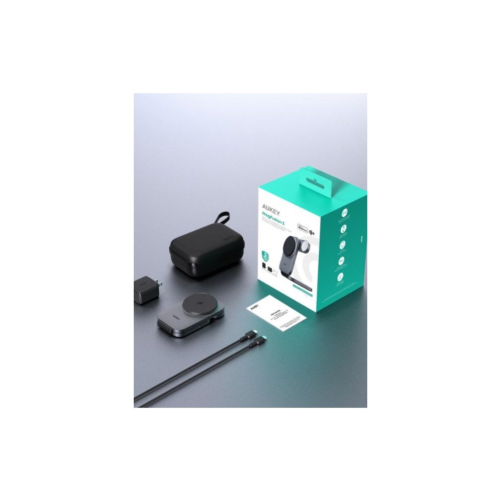 Aukey Aukey Aukey 3-i-1 Qi2.0 trådlös laddare, 15W, för iPhone, Ap...