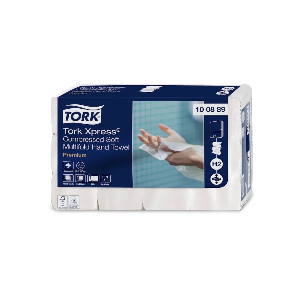 TORK Tork Premium H2 Z-Fold 2-lagers handduksark L24xW21.2xD8cm N...
