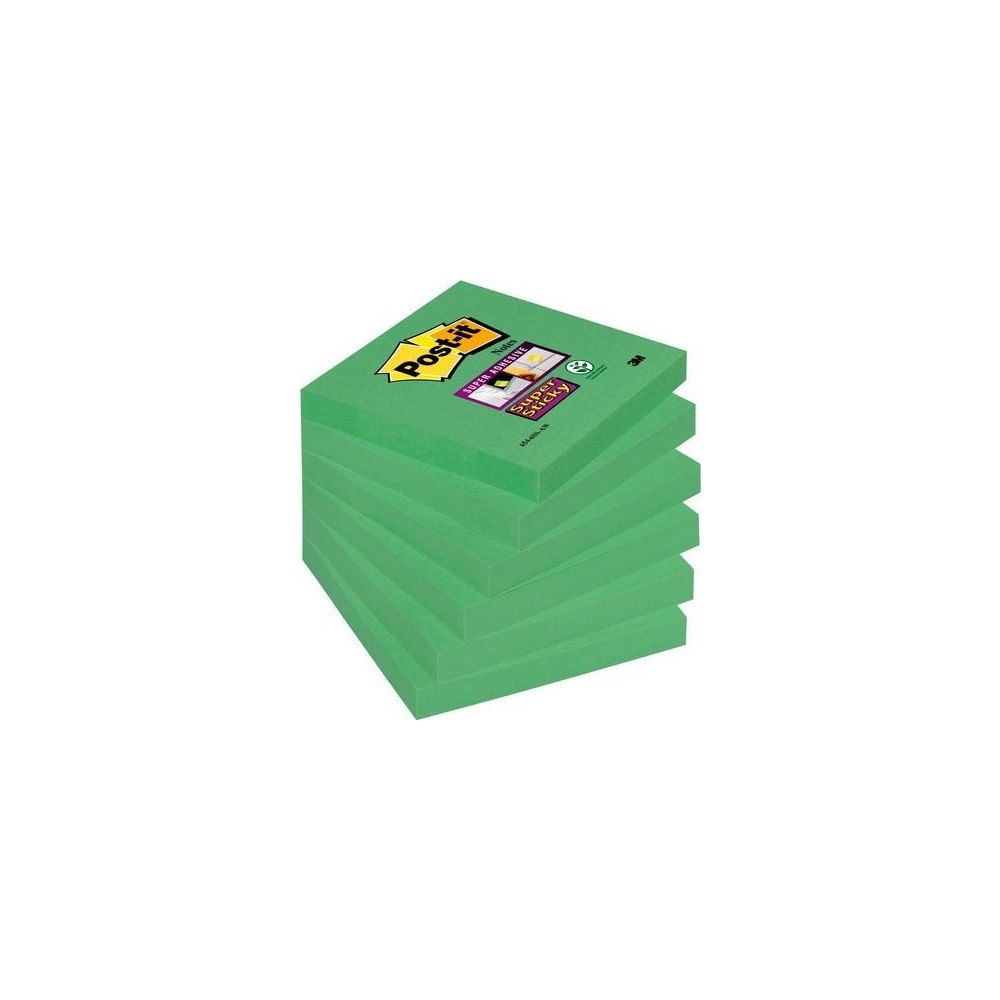 Staples Post-it® Super Sticky Notes Evergreen-farve, 6 blokke, 76 mm...