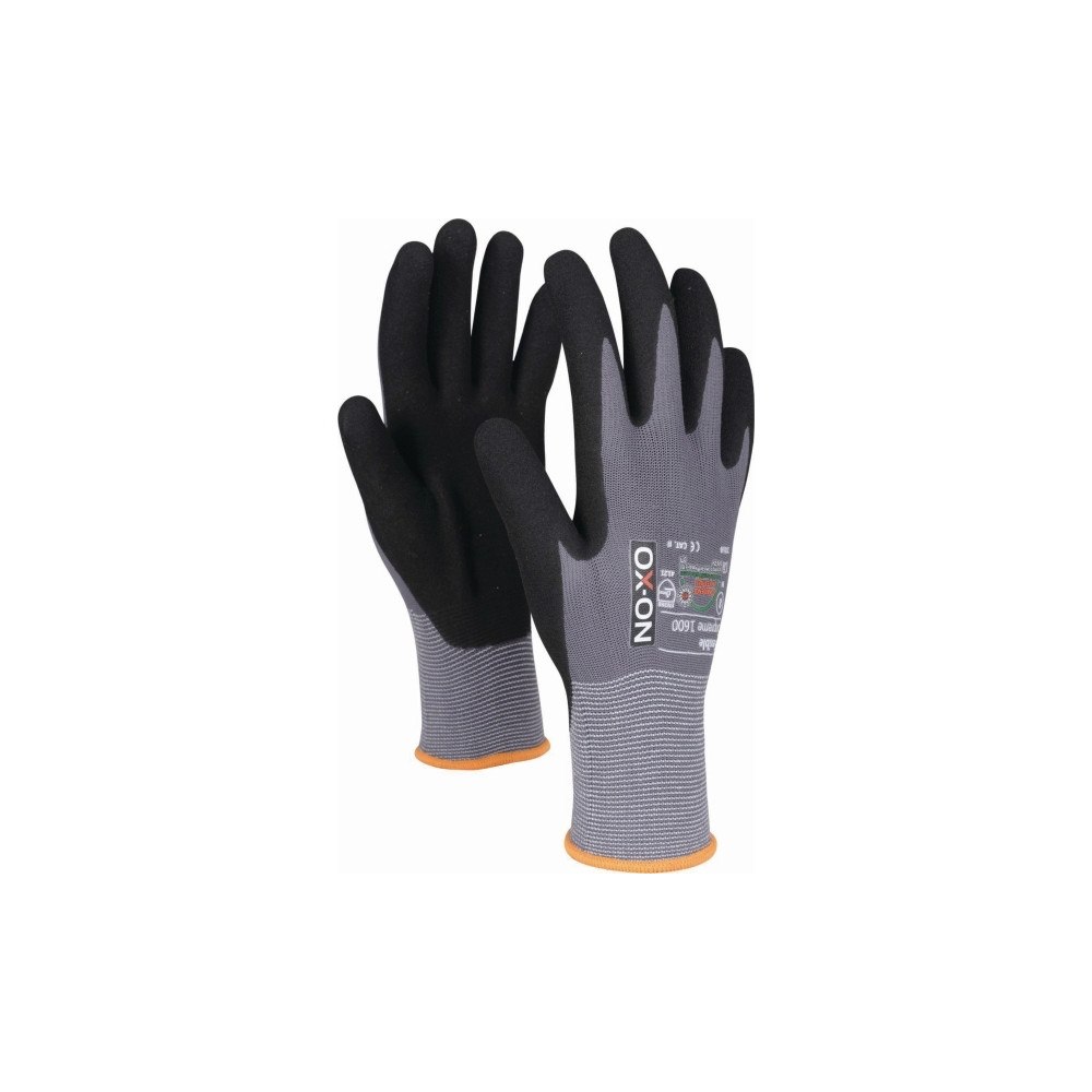 OX-ON Arbejdshandsker, OX-ON Flexible Supreme 1600, sort/grå, str....