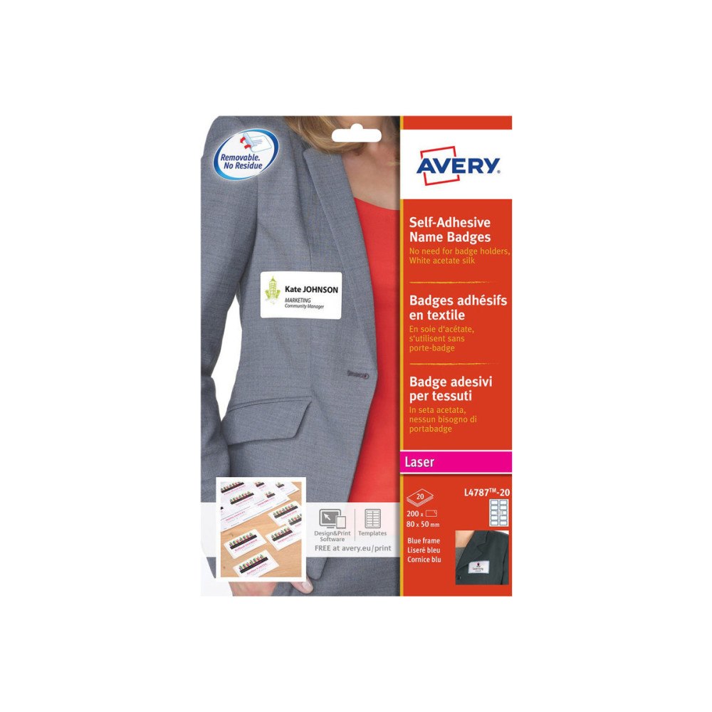 AVERY Avery - taggar för namnskylt - 200 etikett (er) - 50 x 80 mm