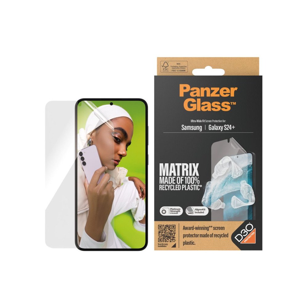 PanzerGlass PanzerGlass Matrix - skärmskydd för mobiltelefon - med D3O, ultrabred passning med AlignerKit